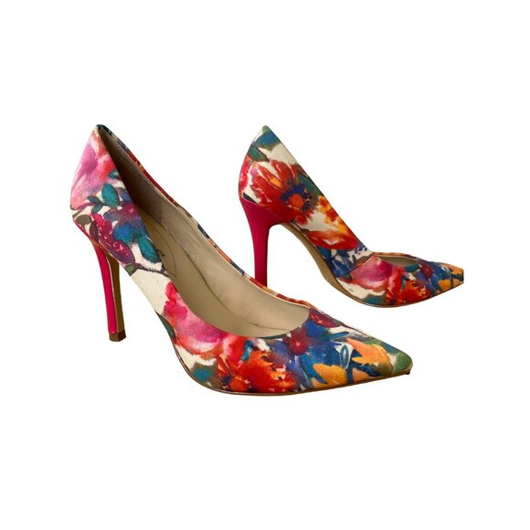 Guess Womens Floral High Heel Pumps 4" Pink Stiletto - Picture 4 of 10